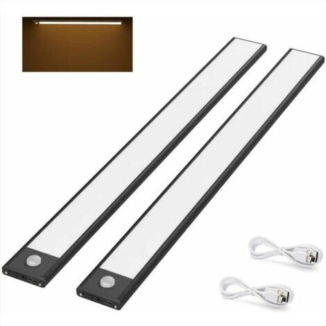 LED-Schrankleuchte PCS, 40 cm, kabellos, per USB wiederaufladbar, magnetisch, Bewegungsmelder, 3 Beleuchtungsmodi, tragbar, Schranklicht, Warmweiß 3000 K, Schwarz [Energieklasse G]