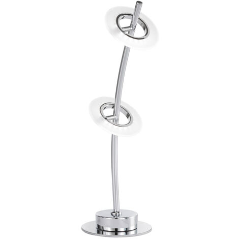 LED Schreib Tisch Lampe Beistell Lese Ess Zimmer Ring Strahler Chrom verstellbar