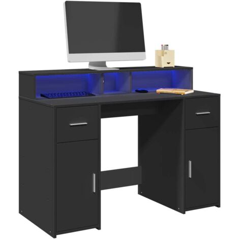 LED-Schreibtisch Schwarz 120x55x91 cm Holzwerkstoff vidaXL