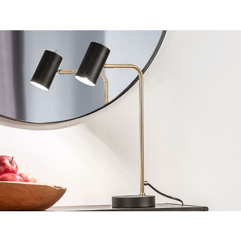 LED Schreibtischlampe in Messing / Schwarz matt, Spot schwenkbar, Höhe 45cm