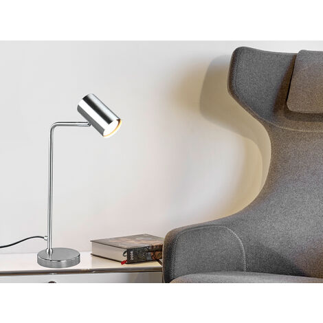 LED Schreibtischlampe in Silber matt, Spot schwenkbar, Höhe 45cm