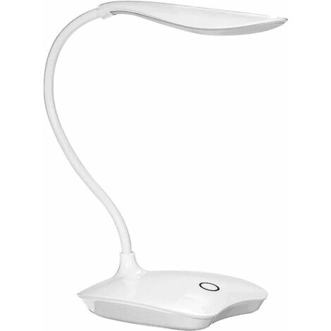 LED-Schreibtischlampe mit 3-stufigem Touch-Dimmer, flexibler Schwanenhals, Tageslichtlampe, Nachttischlampe zum Lesen, Arbeiten und Lernen, weiß