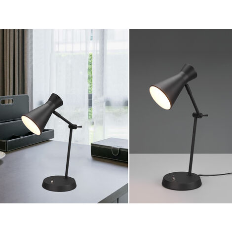 LED Schreibtischlampe mit Gelenkarm Metallschirm in Schwarz, Höhe 50cm