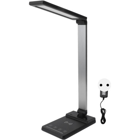 LED-Schreibtischlampe mit kabellosem Ladegerät, PD3.0-Schnellladeanschluss für Smartphones, 100–240-V-EU-Stecker