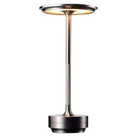 LED-Schreibtischlampe mit Ladefunktion und Touch-Dimmer, tragbare USB-Lampe im Vintage-Stil für Bar, Café und mehr, silberfarben