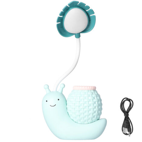 LED-Schreibtischlampe mit Stifthalter, multifunktional, USB-aufladbar, niedliches Licht für Kinder und Schüler – Blau
