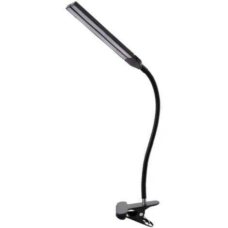 LED-Schreibtischlampe mit zwei Lampenköpfen zum Anklemmen, USB, ABS, 32 LEDs, 6000 K, 7 W, schwarz