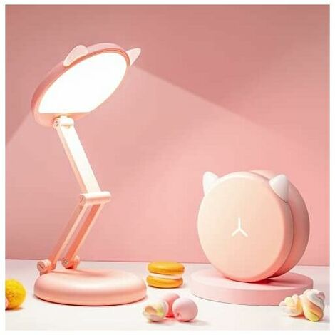 LED-Schreibtischlampe, niedliche Schreibtischlampe, rosa Schreibtischlampe, faltbare kleine Schreibtischlampe mit 8 Helligkeitsstufen, tragbare Kinderschreibtischlampe