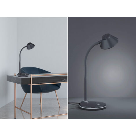 LED Schreibtischleuchte BERRY flexibel, Kunststoff Titan, 33cm hoch