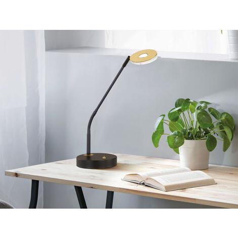 LED Schreibtischleuchte DENT Schwarz /Gold mit Dimmer, Höhe 60cm