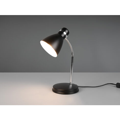 LED Schreibtischleuchte flexibel, Chrom & Metallschirm Schwarz, 33cm