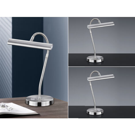 LED Schreibtischleuchte in Silber matt, 2er SET mit 4-Stufen Dimmer
