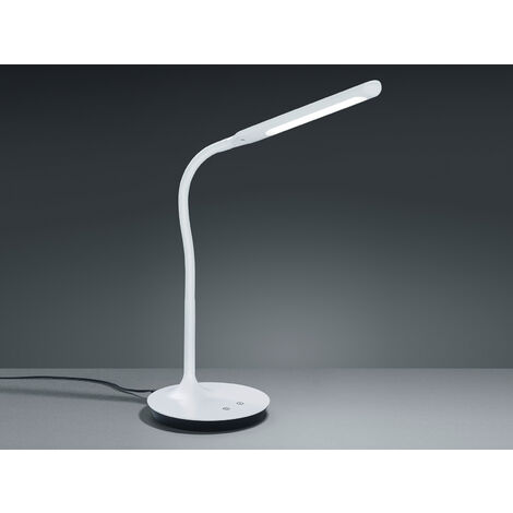 LED Schreibtischleuchte POLO Weiß matt dimmbar 41cm hoch mit Flexgelenk