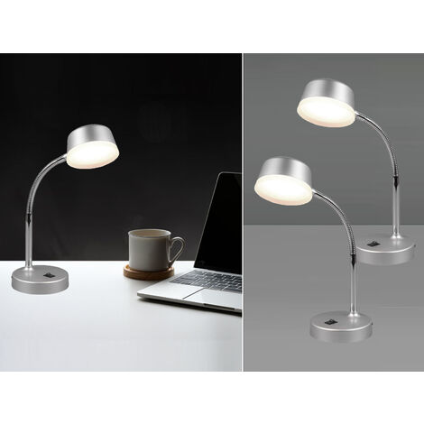 LED Schreibtischleuchten 2er SET flexibel, Kunststoff Titan, 34cm hoch