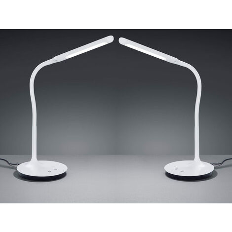 LED Schreibtischleuchten 2er SET Weiß, dimmbar, Flexgelenk, 41cm hoch