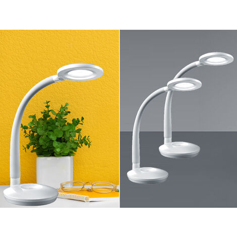 LED Schreibtischleuchten 2er SET Weiß, Flexgelenk & Touch Dimmer, 32cm hoch