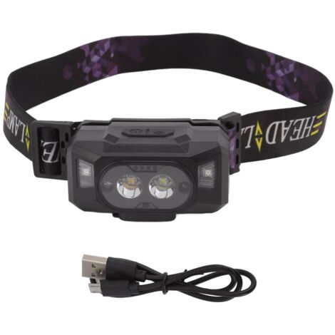 LED Sensor Headlamp Three Color Light Source Rechargeable Outdoor Strong Light Headlamp for Fishing Running Camping