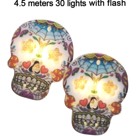 LED Skeleton String Light 30LED Halloween Decorative Lamp String Battery Powered for Indoor Outdoor Party