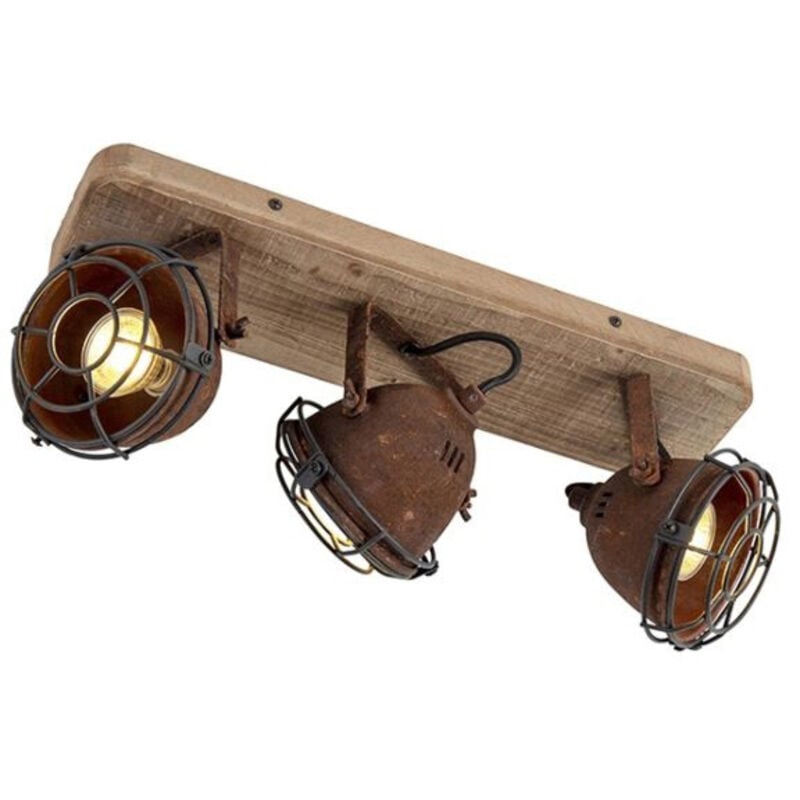 Qazqa - gina - led Smart Dimmable Spot plafond, plafonnierincl. wifi variateur inclus - 3 lumière - l 43 cm - Brun rouille - Rustique - éclairage