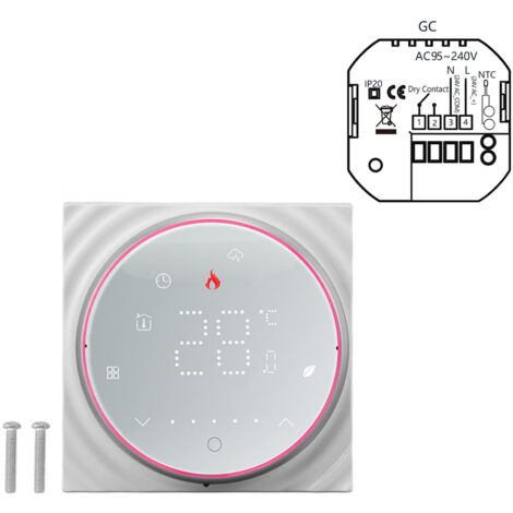 LED Smart Thermostat for Water Heating Programmable Thermostat Accurate 7 Day Programmable Thermostat AC95‑240V Square Base White