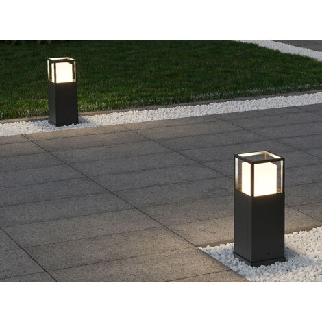LED Sockelleuchte 2er SET im Bauhausstil Anthrazit, Höhe 40cm