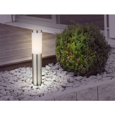 MEINEWUNSCHLEUCHTE LED Sockelleuchte aus Edelstahl in Silber, Höhe 45cm