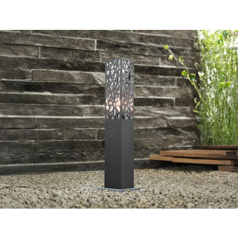 LED Sockelleuchte eckig Edelstahl in Anthrazit, Höhe 60cm, IP44