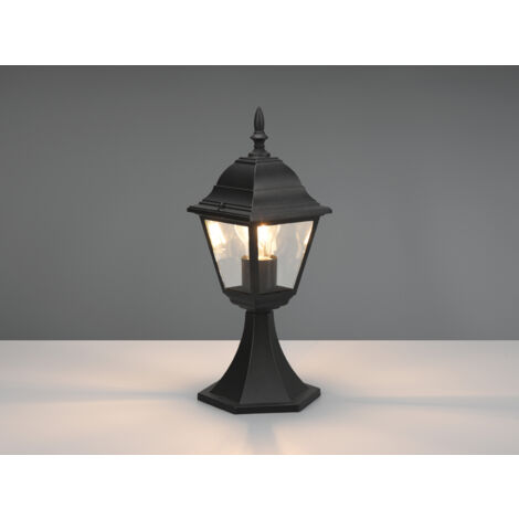LED Sockelleuchte nostalgische Laterne, Aluminium Schwarz Höhe 39cm