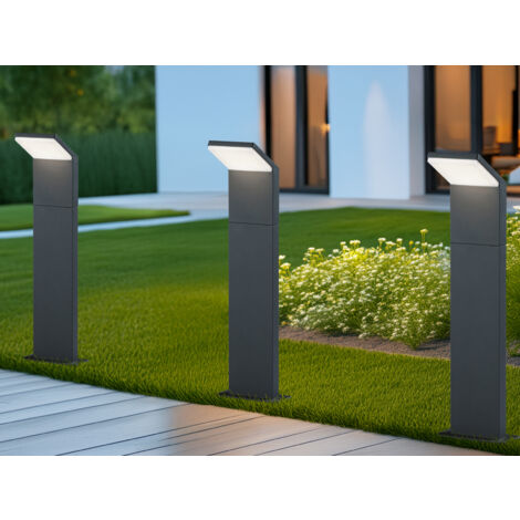 LED Sockelleuchten 3er SET Aluminium Anthrazit, Höhe 50cm, IP54