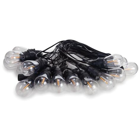 LED solar - 15 m - 15 lámparas blanco cálido - cable negro