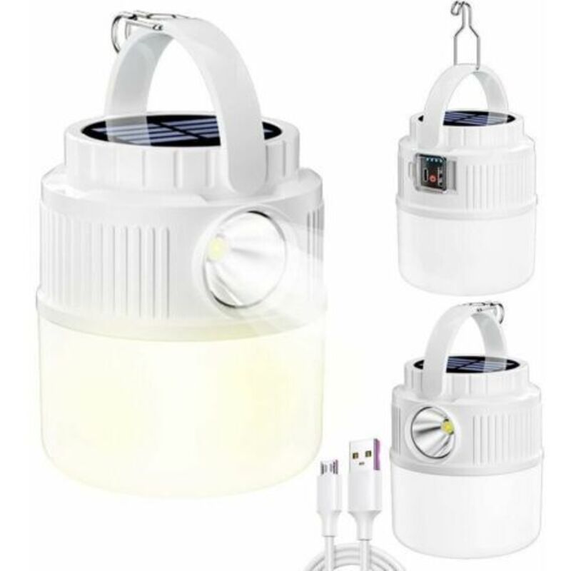 LED Solar Camping Light, USB Rechargeable, Four Modes, Portable Waterproof Design, New Multifunctional Outdoor Dual LED Lamp for Hiking and Emergency