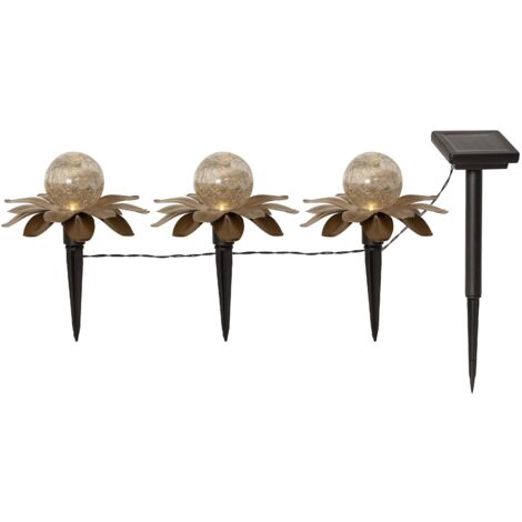LED-Solar-Dekoration "Lilly", 3 Blumen, gold
