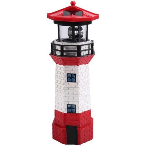 LED-Solar-Drehleuchtturm, dekorative Gartenleuchte, Landschaftsleuchte, Rundumleuchte (Rot)