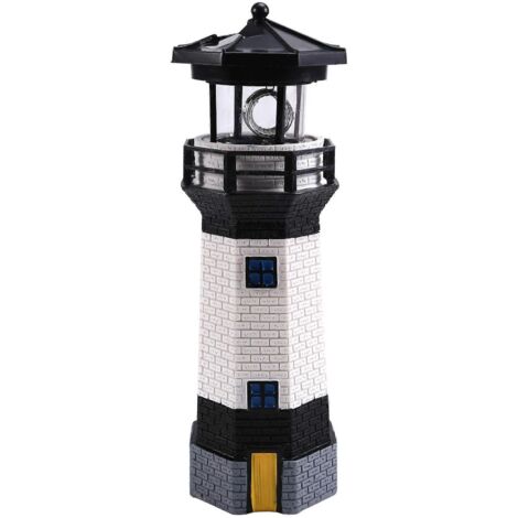 LED-Solar-Drehleuchtturm, dekorative Gartenleuchte mit drehbarem Lichtstrahl, Landschaftsleuchte, Leuchtfeuer, A