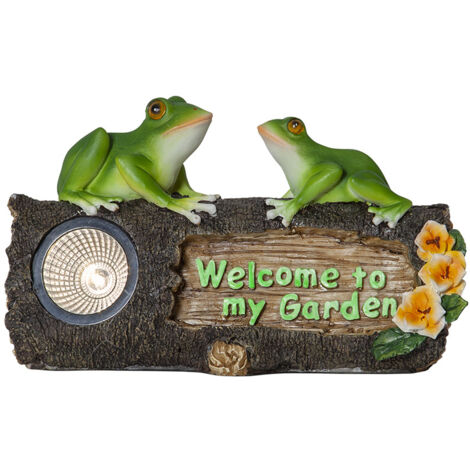 LED-Solar-Figur"Frogy" Frösche auf Baumstumpf