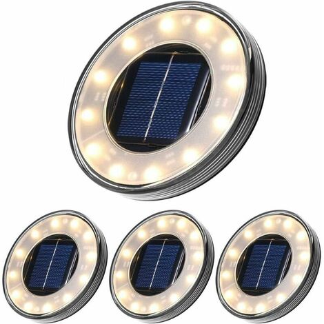 LED Solar Floor Lamp 4 Pack, 12 LEDs Solar Outdoor Lighting, Waterproof IP68, Street Light Lights, Buried Light For Path Garden Terrace Yard Lawn (Warm White)