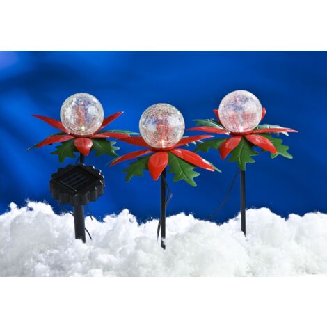 LED Solar Gartendeko Blumenkasten Laterne Solarleuchte Lichterkette Kunstpflanze - Stern 3er