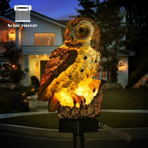 TUMALAGIA Led Solar Gartenleuchte Flamingo Eule Wasserdichte Außenbeleuchtung Dekoratives Nachtlicht für Haus oder Garten (Braun)