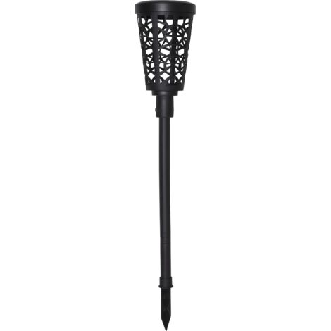 LED Solar Gartenleuchte, schwarze Gartenfackel, Wegeleuchte, warmweiß, IP44-geschützt
