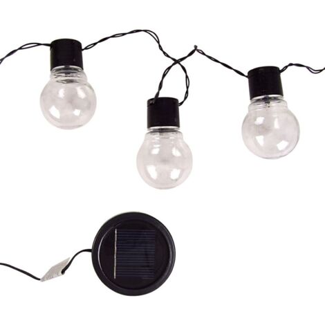 LED Solar Glühlampenlichterkette 1,9m Warmweiß Außen Leuchten Dekoration Garten
