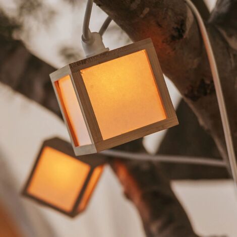 LED Solar IP44 5 m lang +3m Kabel Bambusschirme 1800 K Modern Außenleuchte Garten außen Balkon Terrasse