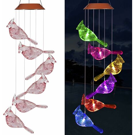 Kolibri Windspiele Lichterkette LED-Mobile Windspiel mit Wasserdicht Farbwechsel swonuk Solar LED Windspiel für Haus/Party/Patio/Nacht Garten Dekoration