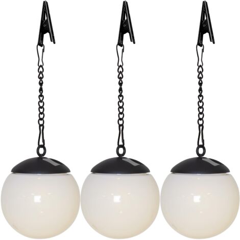 LED-Solar-Kugel "Globus", 3er Set, weiß, je Ø 10cm