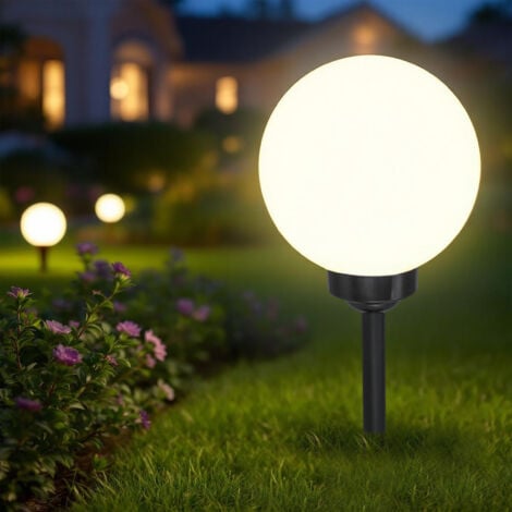 SPETEBO LED Solar Kugelleuchte höhenverstellbar mit Erdspieß - Ø 20 cm - Garten Solarlampe warm weiß mit Erdstecker