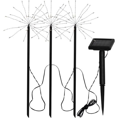 LED Solar-Leuchtstäbe ,Firework', Feuerwerk-Effekt, Lichtsensor, warmweiß, H 40cm