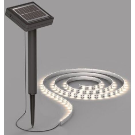 LED Solar Leuchtstreifen 3m Solarleuchte mit Dämmerungssensor Led-Streifen Solarzelle Erdspieß IP44 Aussenbeleuchtung im Silikon Schlauch Licht Warmweiß [Energieklasse A+]