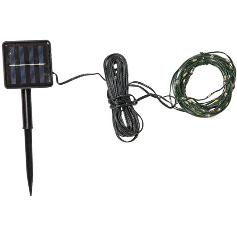 LED Solar-Lichterkette ,Dew Drop Micro-, Dämmerungssensor, grün, warmweiß, 7,4m