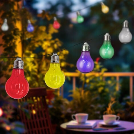 SPETEBO LED Solar Lichterkette mit 10 bunten LED Glühbirnen - 180 cm - Garten Dekobeleuchtung mit farbigen Lampen