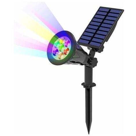 LED Solar Lights, 2 Pack Solar Spotlights with 7 Color Changing, IP65 Waterproof Wireless Outdoor Garden Lamp with 180° Adjustable Solar Spotlight for Garden, Yard, Outdoor Area MUMU