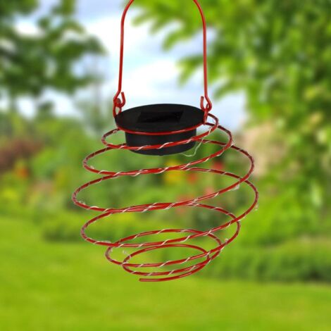 LED Solar-Spirallaterne 12cm Lampion Spirale Solarlampe Hängelaterne Gartendeko - rot